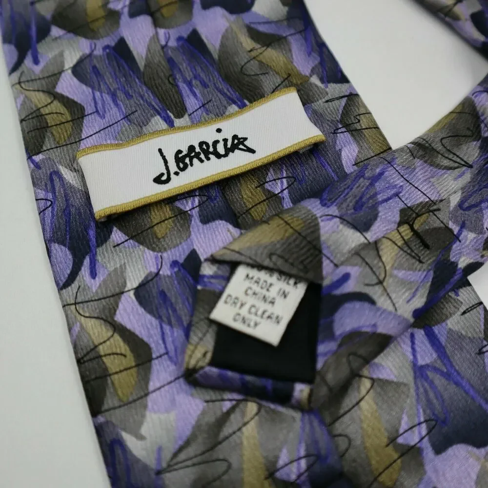 J Garcia Tie Purple Brown Artwork Art Vintage 2005 Jerry 100% Silk Mens
